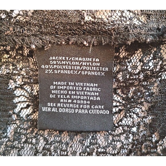 Black Lace Sequin Bolero Crop Jacket Size XL Wedding Special Event Classic Shrug - Picture 8 of 16